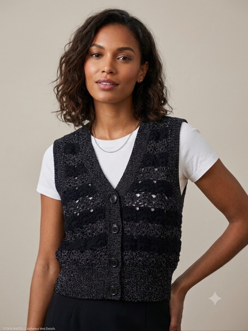 NEW Ganni Crochet Knit Metallic Vest